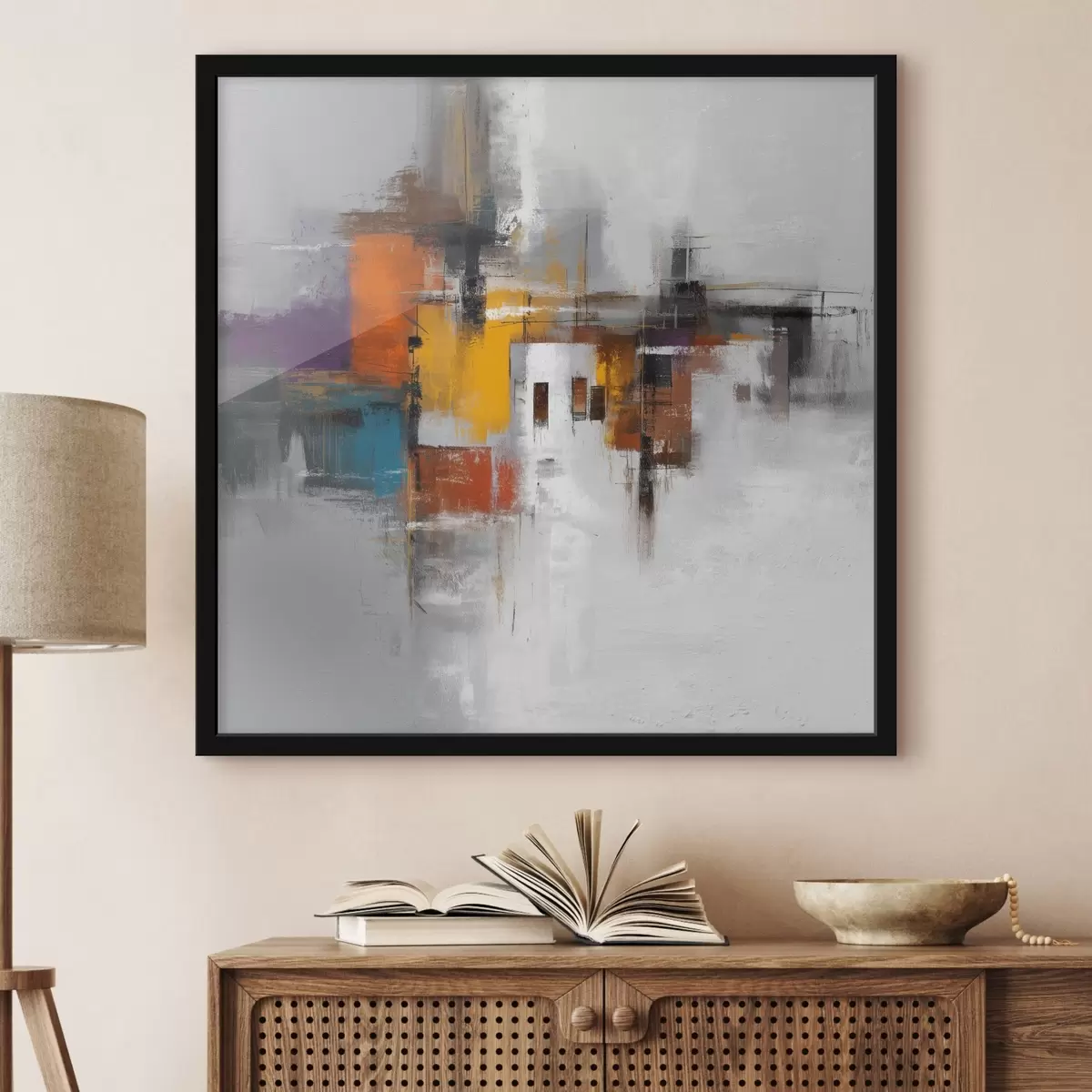 Poster Kleurrijke abstractie met geometrische motieven f45239