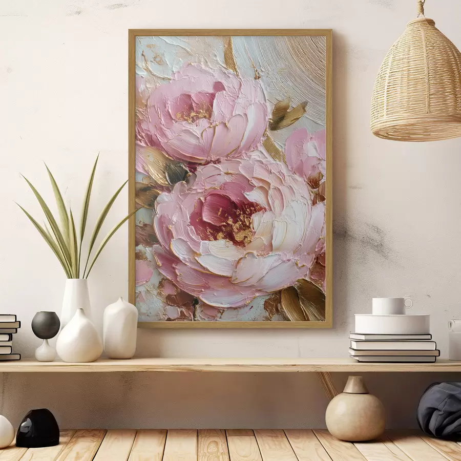 Fotobehang Volumetrische bloemblaadjes: impasto kunst met levendige textuur f45251