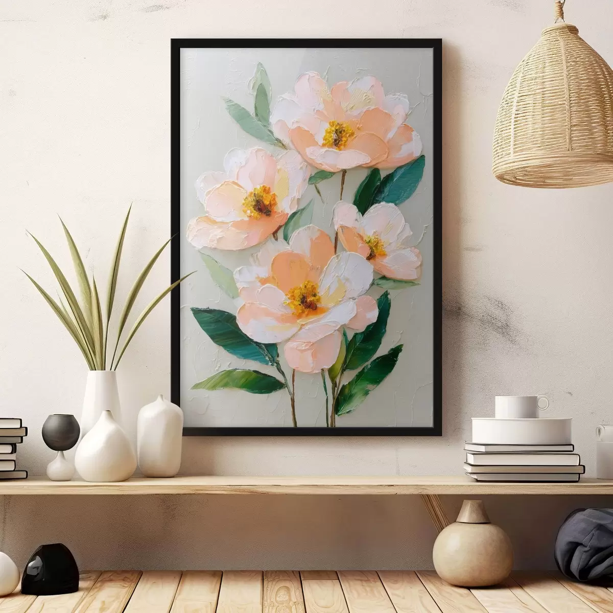 Poster Lichte bloemen in pasteltinten f45263