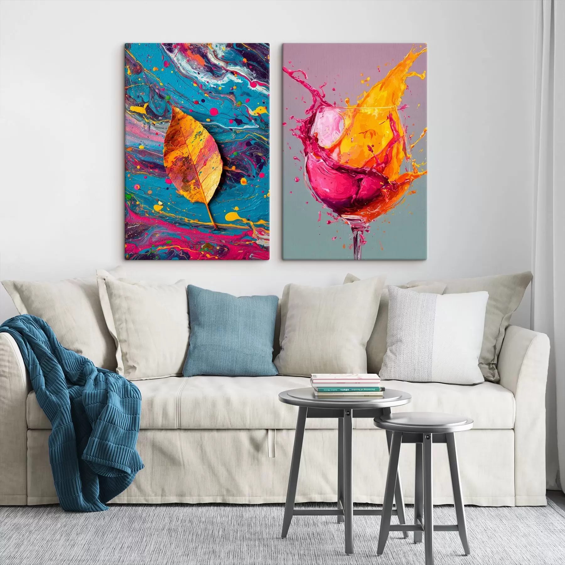  Schilderijen Expressieve abstractie met elementen uit de natuur en dranken m00570