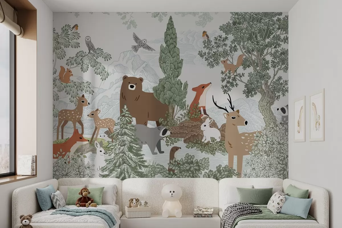 Fotobehang Dieren en vogels in het bos w04383