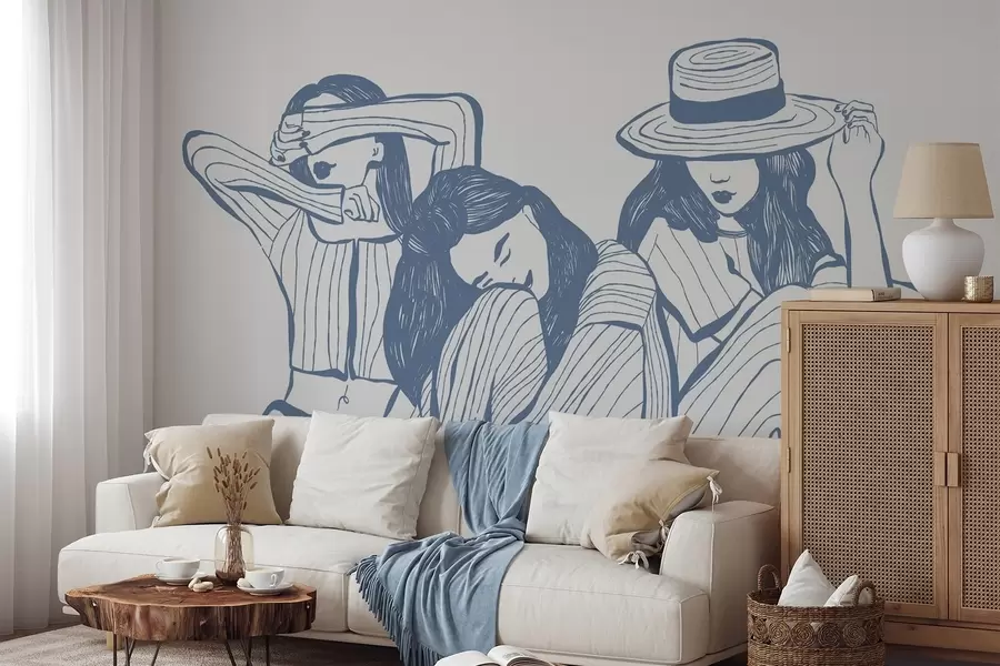 Fotobehang Meisjes blauwtinten w04384v1