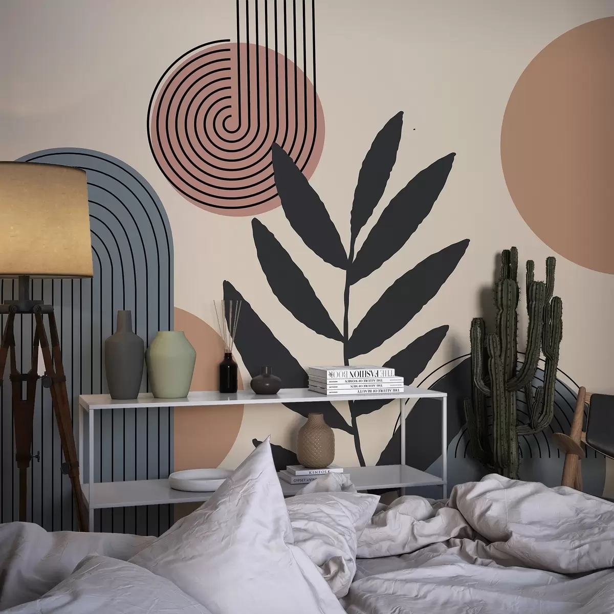 Fotobehang Geometrische bladeren w04385