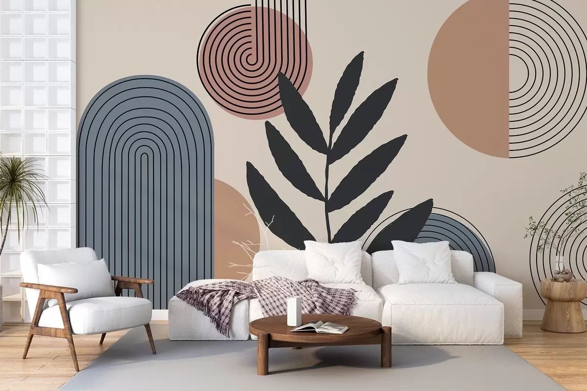 Fotobehang Geometrische bladeren w04385