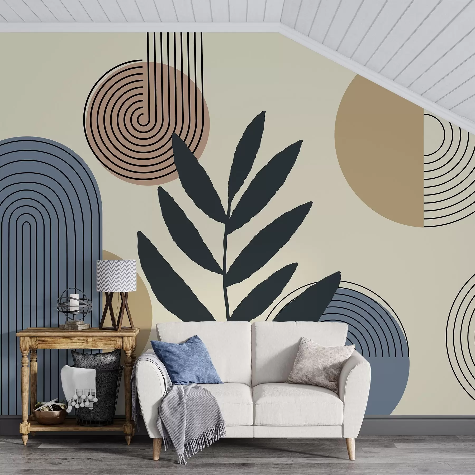 Fotobehang Geometrische bladeren w04385v2