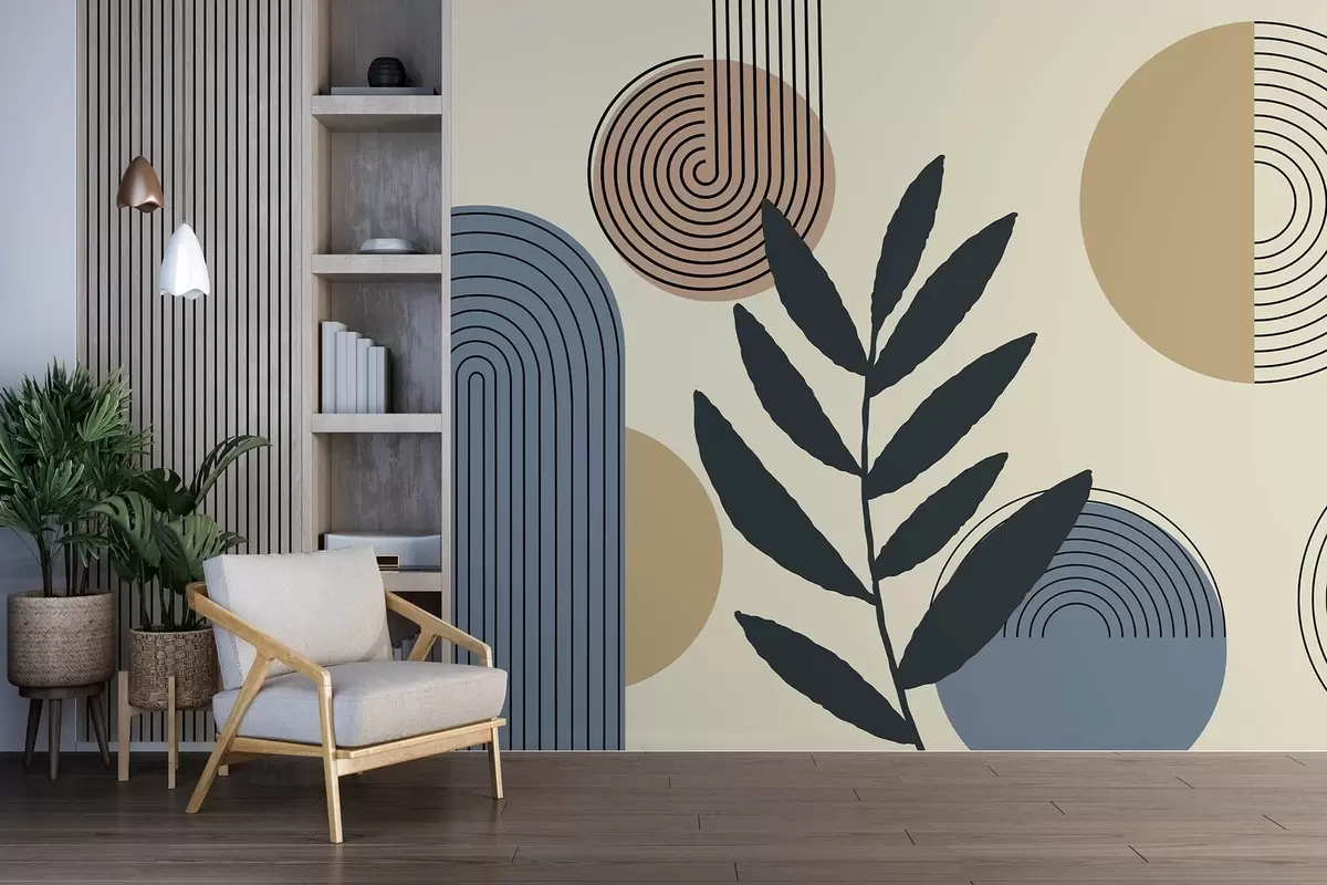 Fotobehang Geometrische bladeren w04385v2