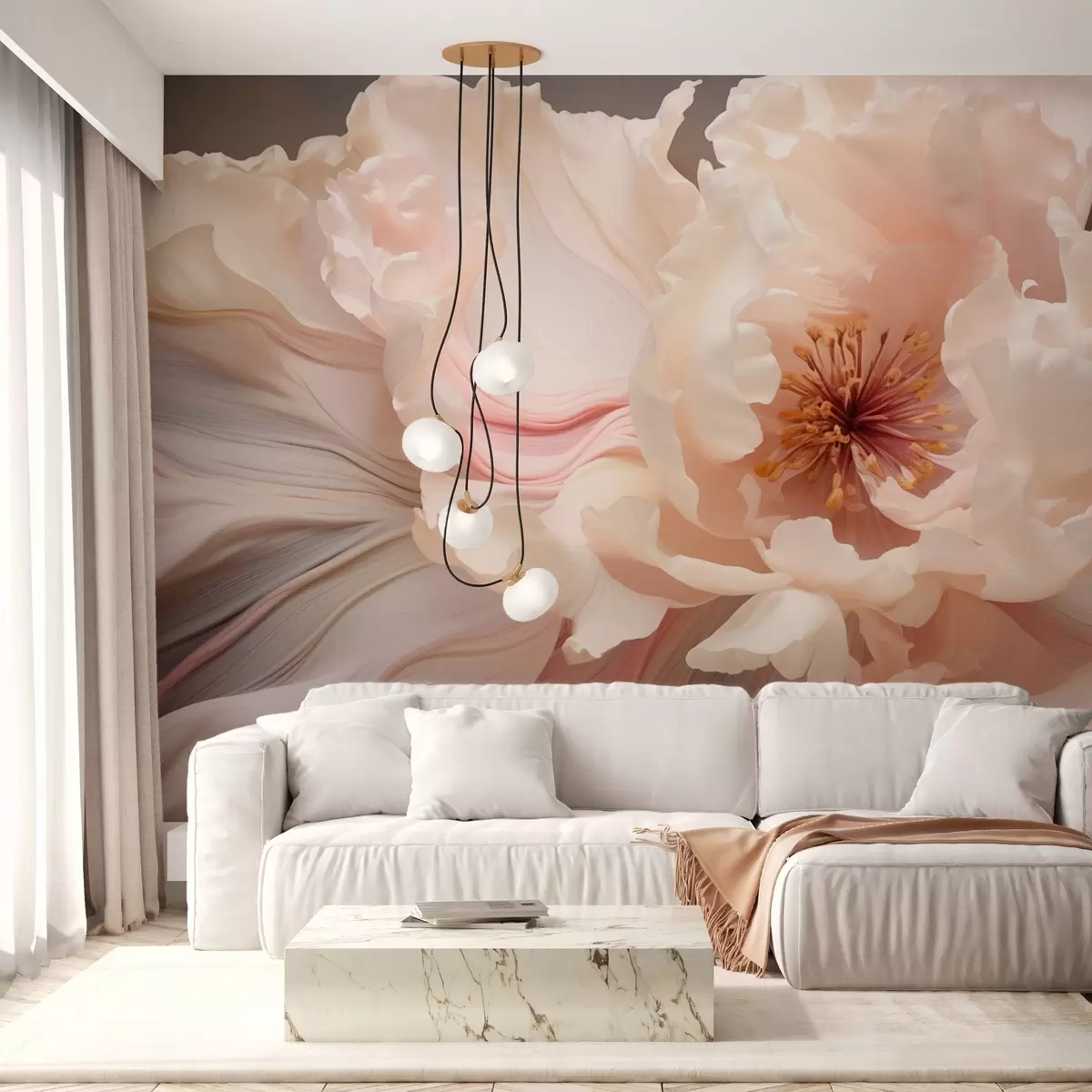 Fotobehang Abstracte bloem in zachte pasteltinten w04346