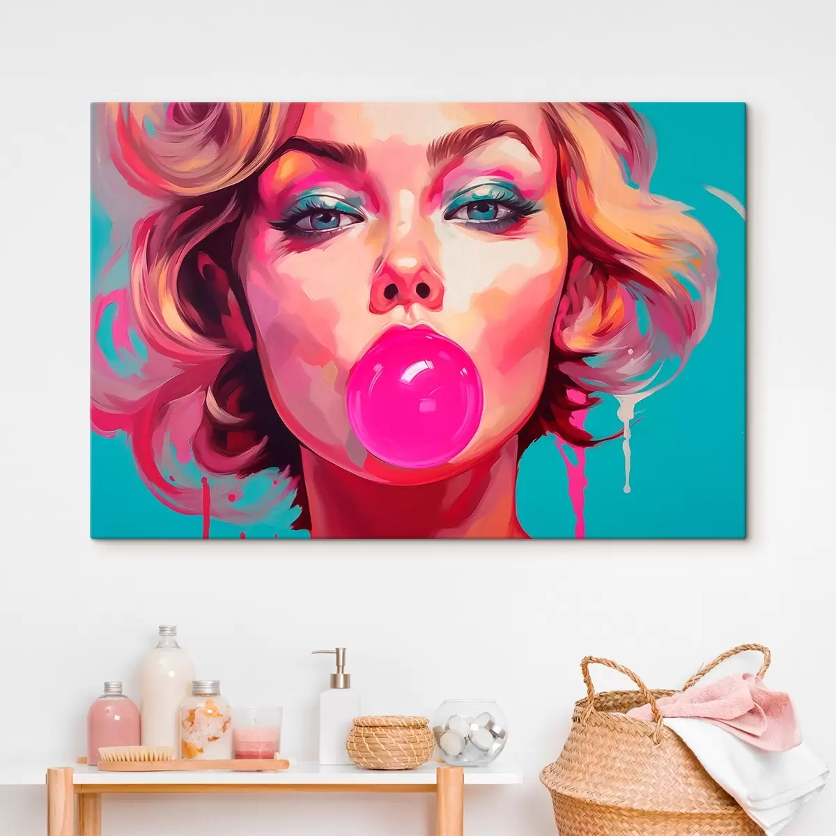  Schilderijen Meisje met roze kauwgom s45321