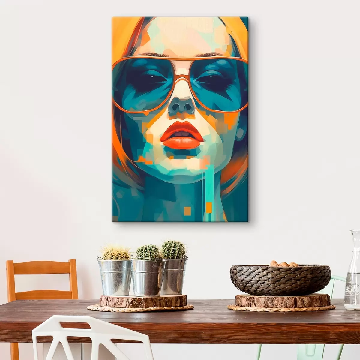 Schilderijen Abstract vrouwenportret met zonnebril s45328