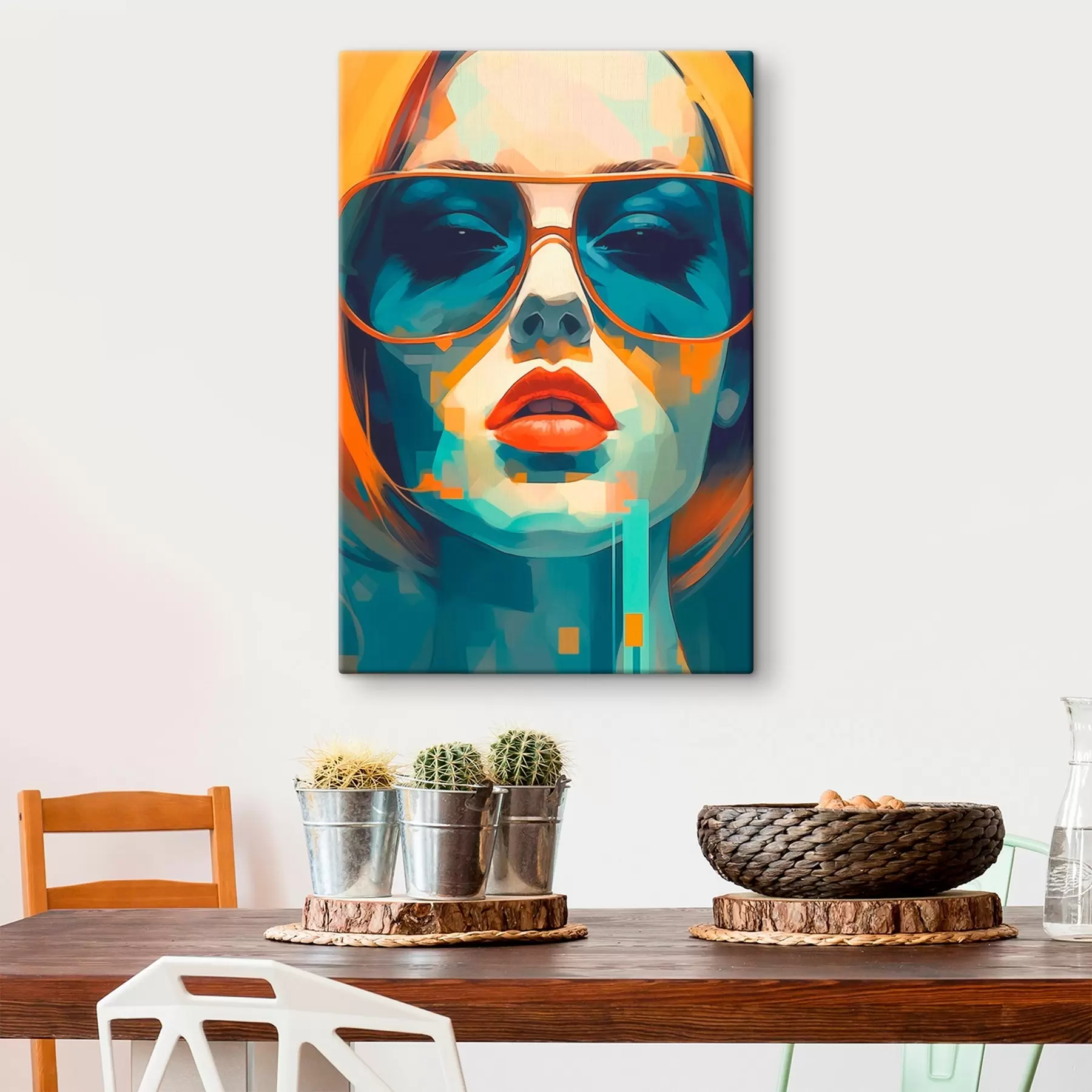  Schilderijen Abstract vrouwenportret met zonnebril s45328