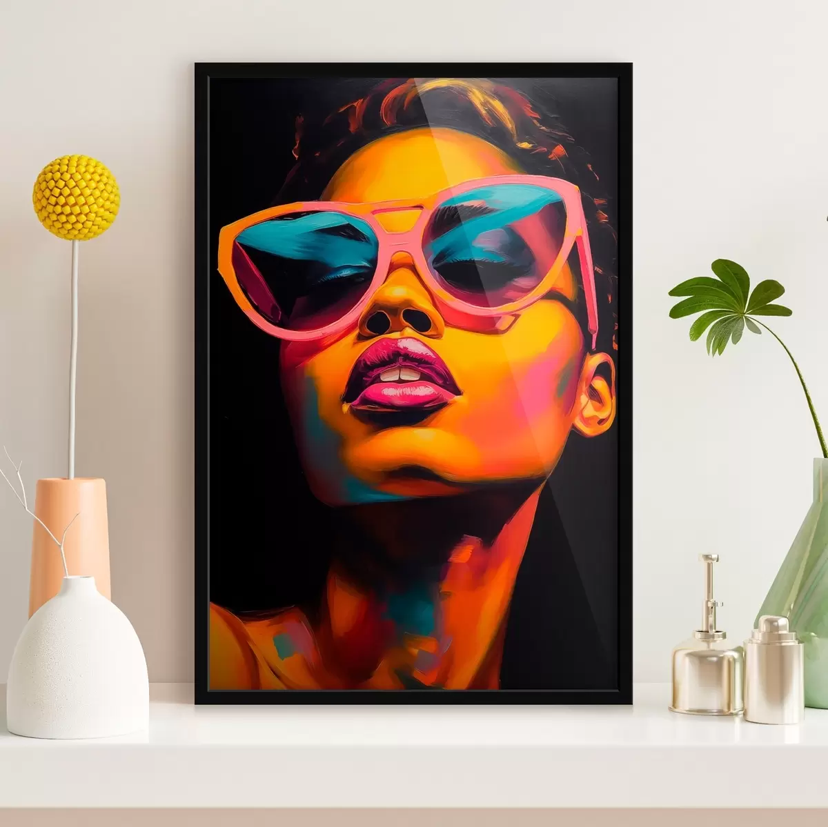 Poster Portret van een vrouw met bril f45310