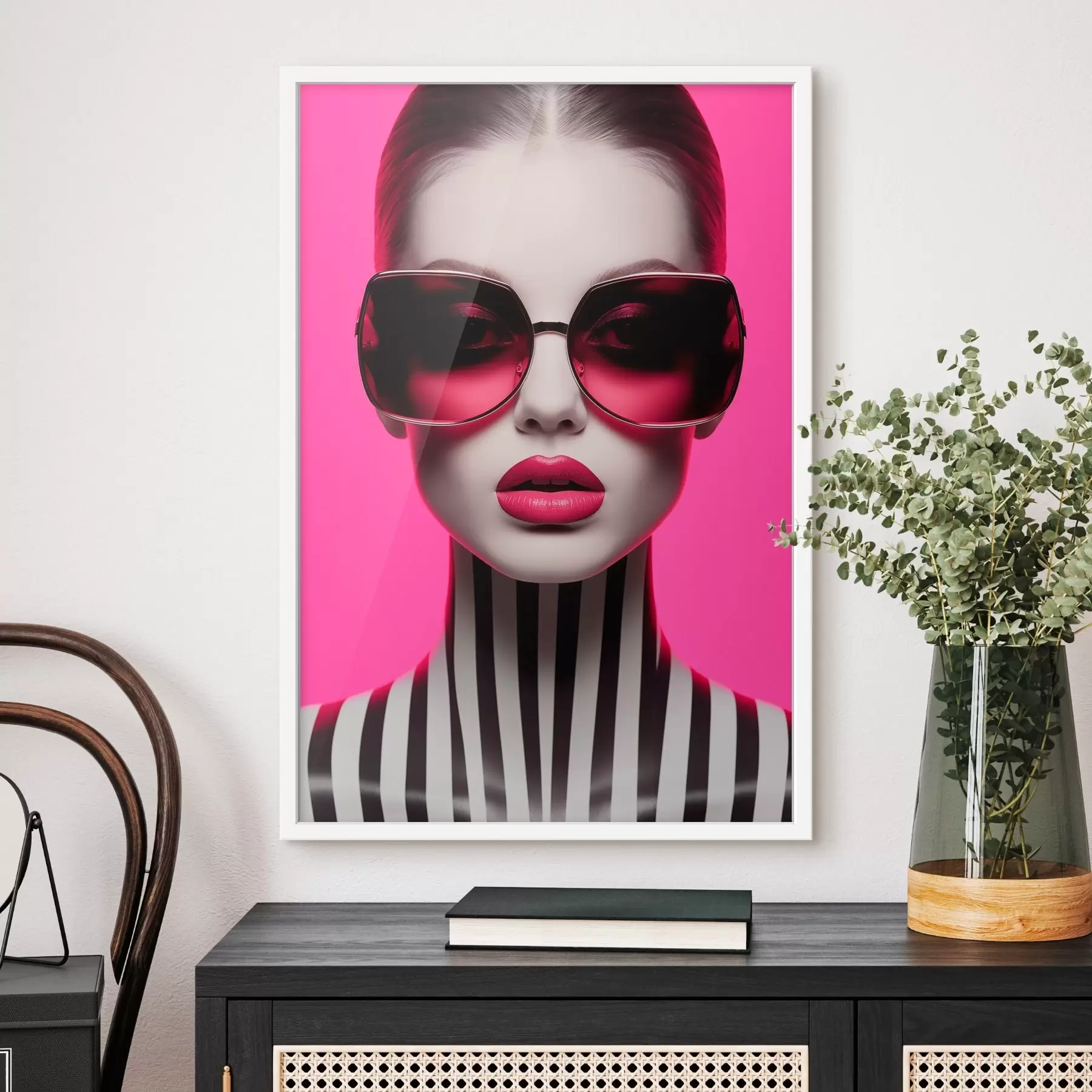 Fotobehang Vrouw met grote bril f45316
