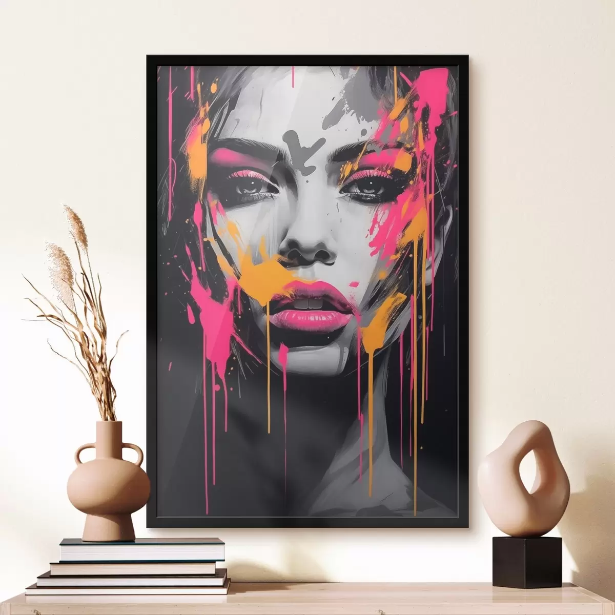 Poster Vrouwenportret met verf f45318