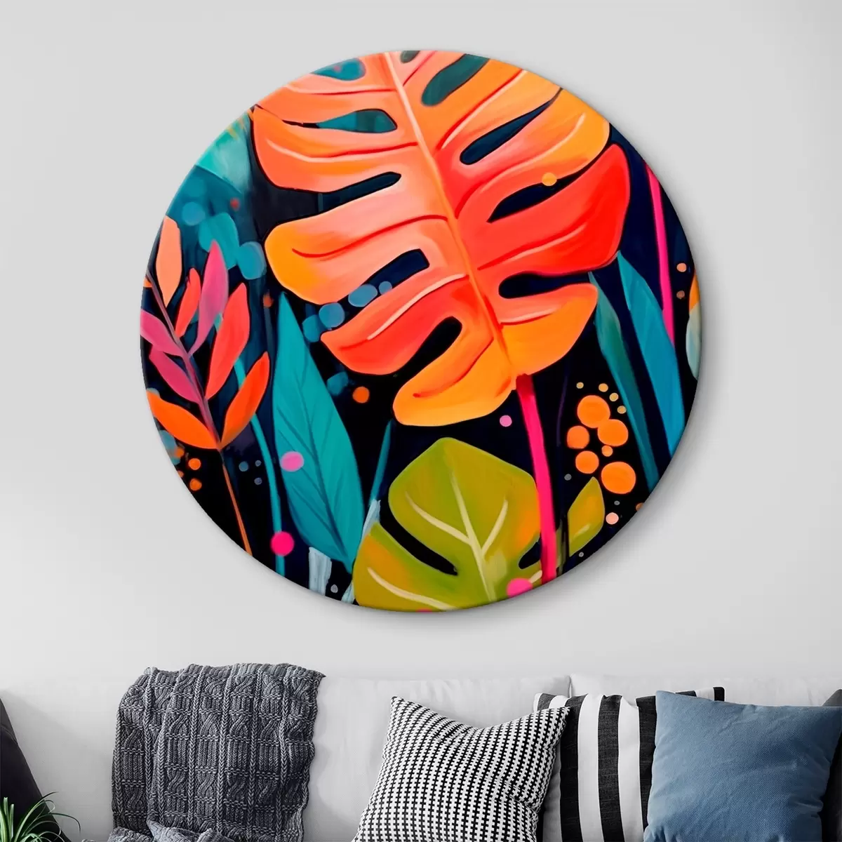 Ronde schilderijen Tropische bladeren r45308