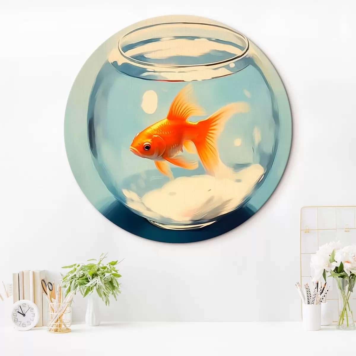 Ronde schilderijen Vissen in een aquarium r45314