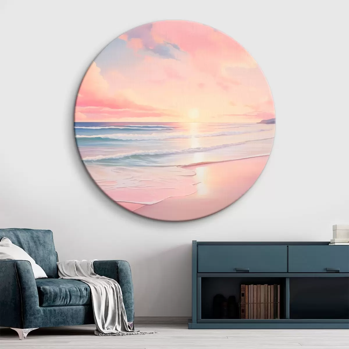 Ronde schilderijen Kust bij zonsopgang r45317
