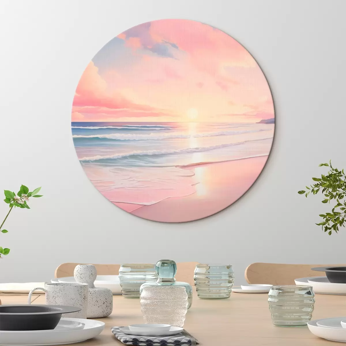 Ronde schilderijen Kust bij zonsopgang r45317