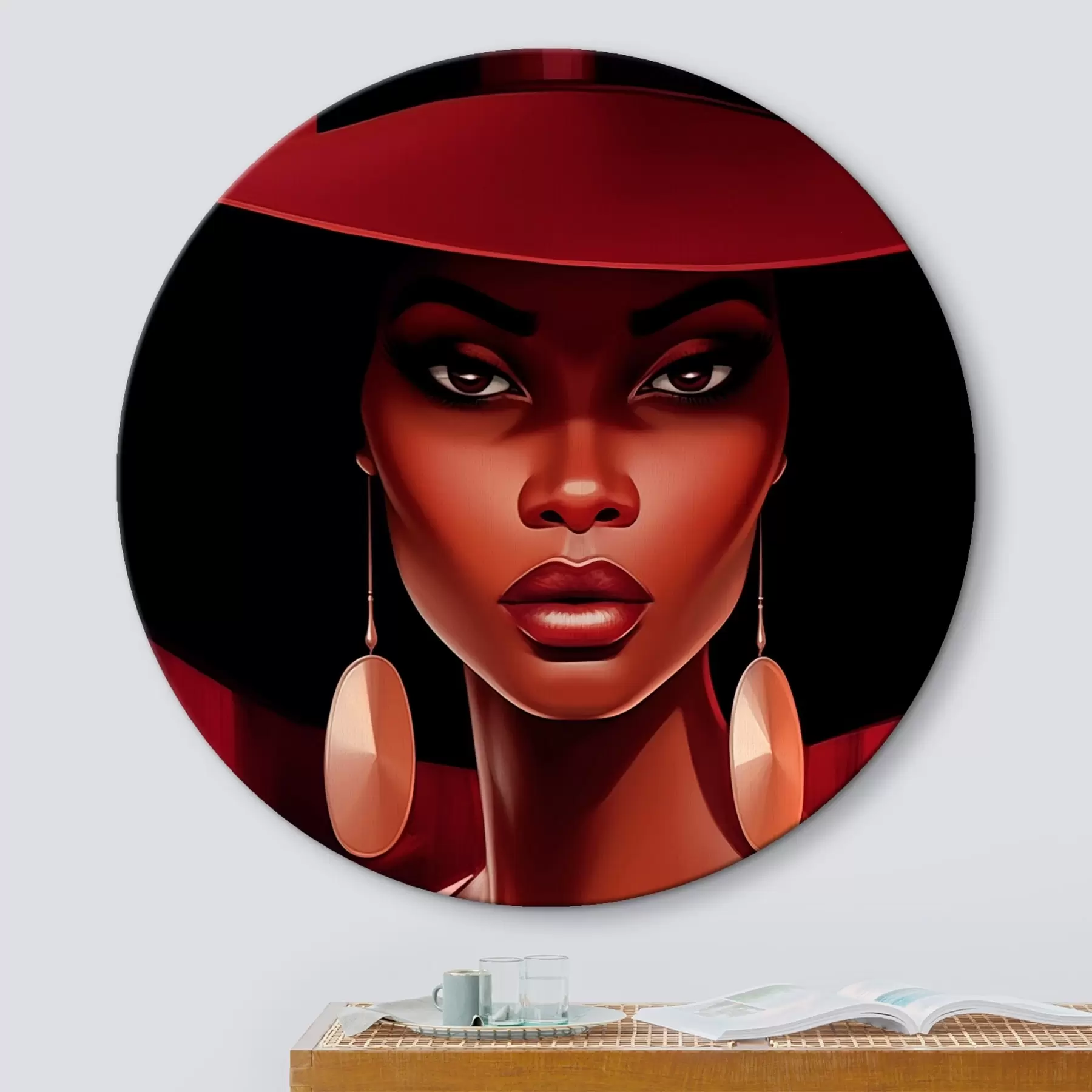  Schilderijen Vrouw met hoed en ronde oorbellen r45325