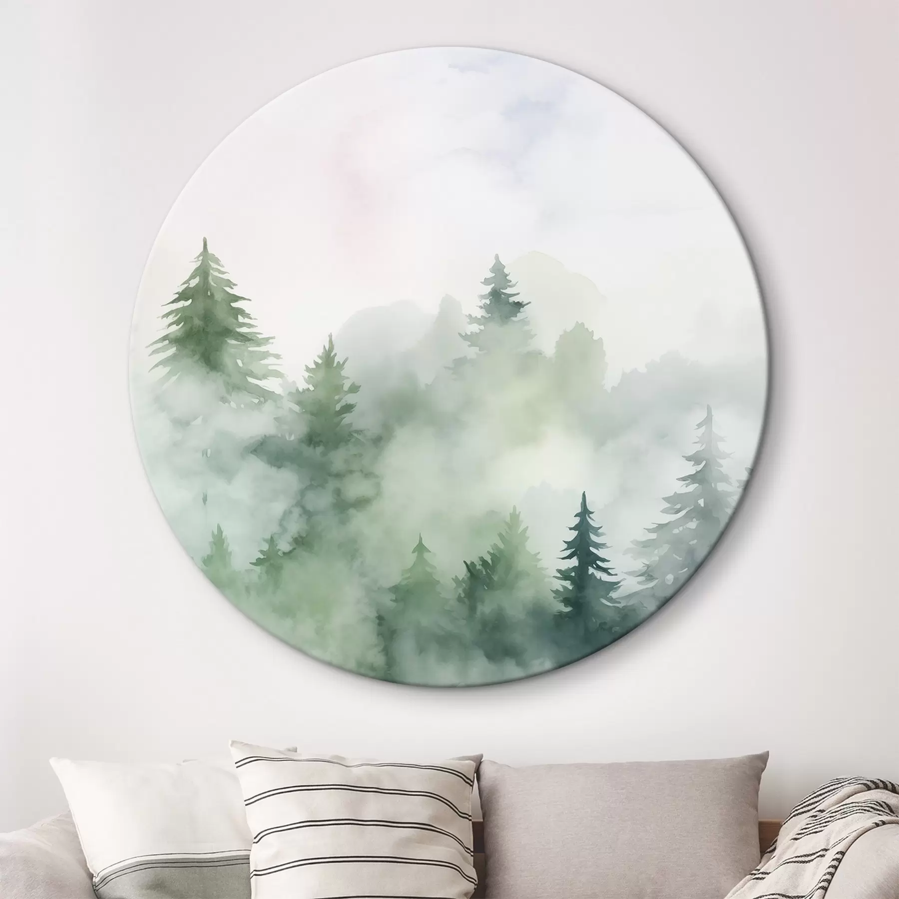  Schilderijen Bos in mist imitatie van aquarel r45343