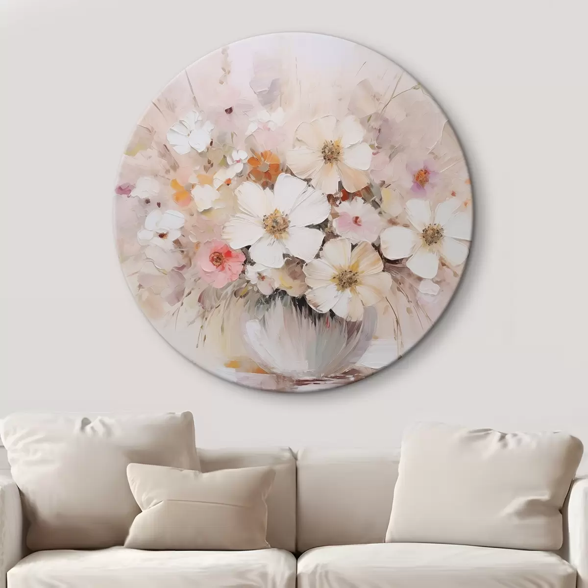 Ronde schilderijen Fijn boeket imitatie van schilderij r45347
