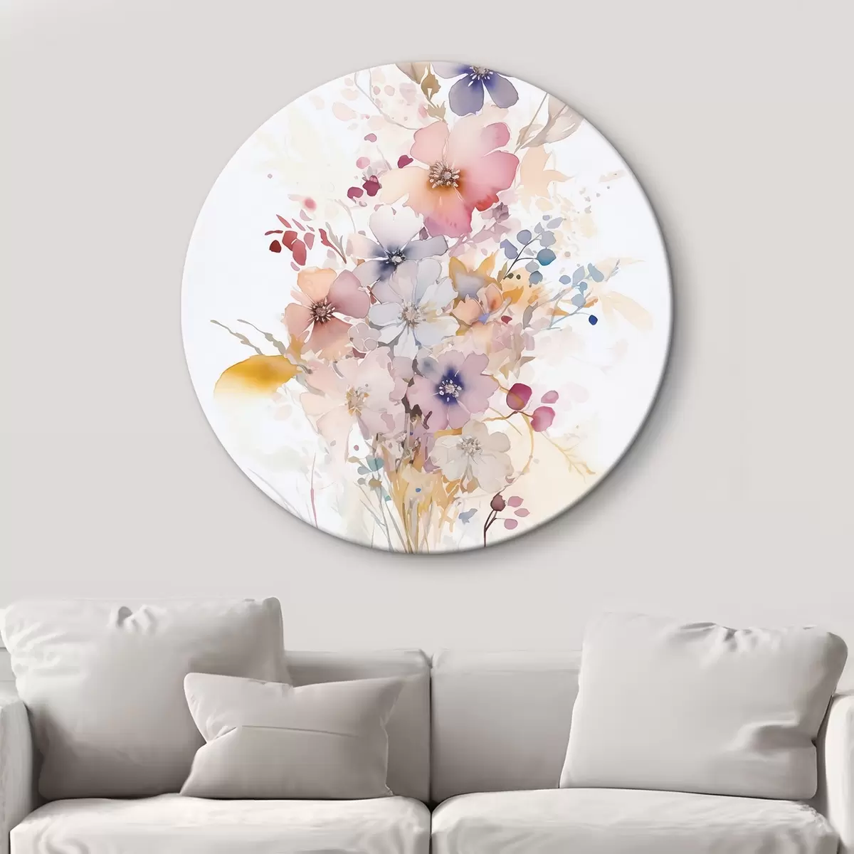 Ronde schilderijen Bloemen imitatie van aquarel r45353