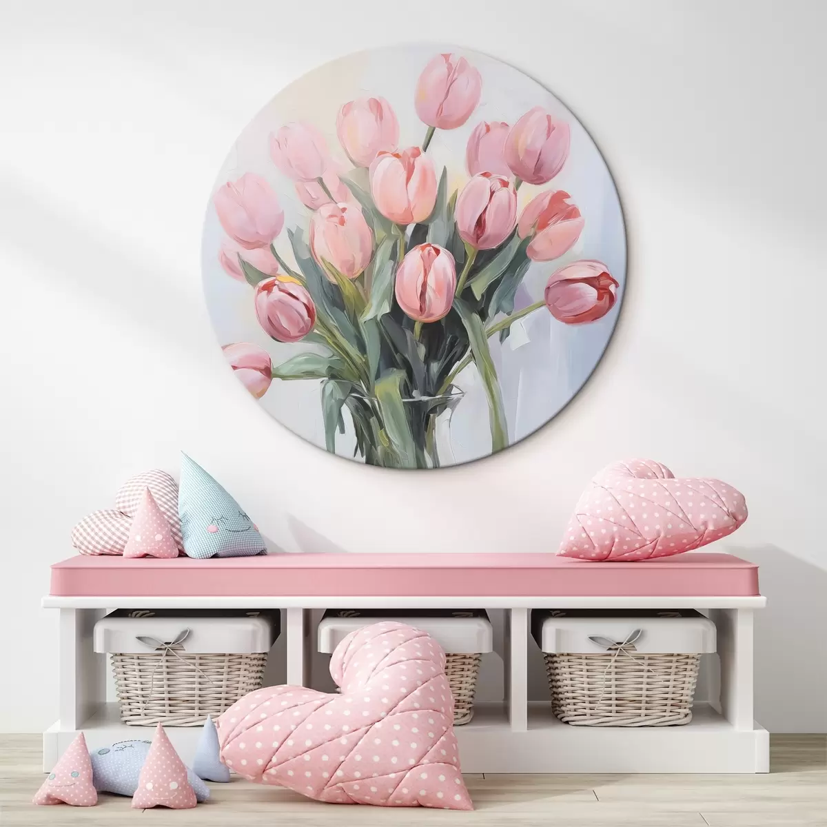 Ronde schilderijen Tulpen in een vaas r45355