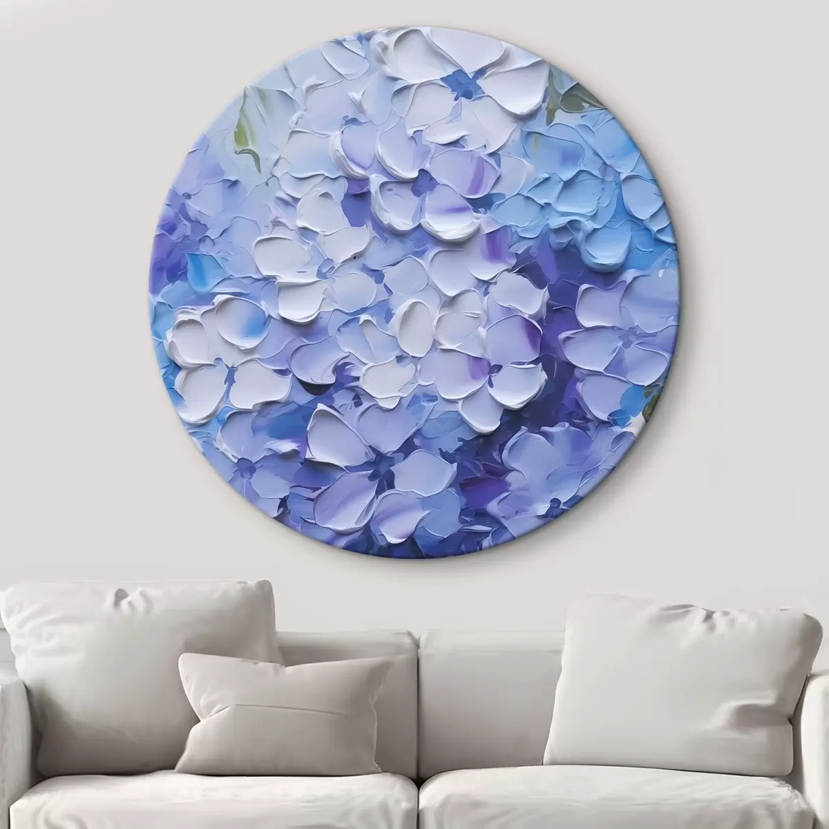 Ronde schilderijen Boeket hortensia imitatieschilderij r45356