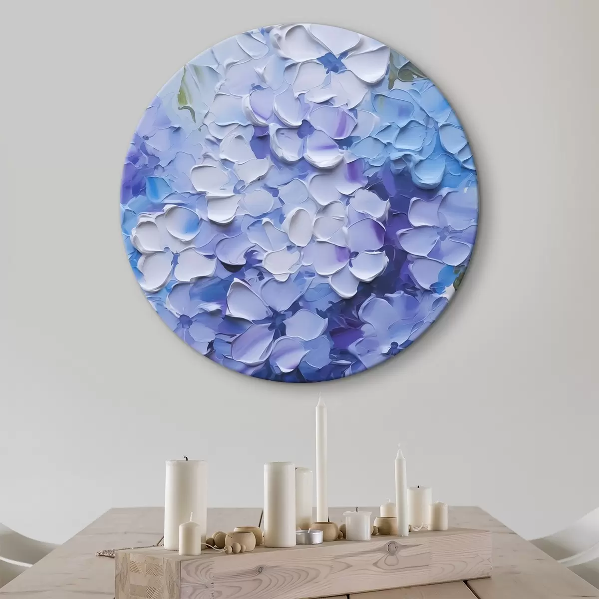 Ronde schilderijen Boeket hortensia imitatieschilderij r45356