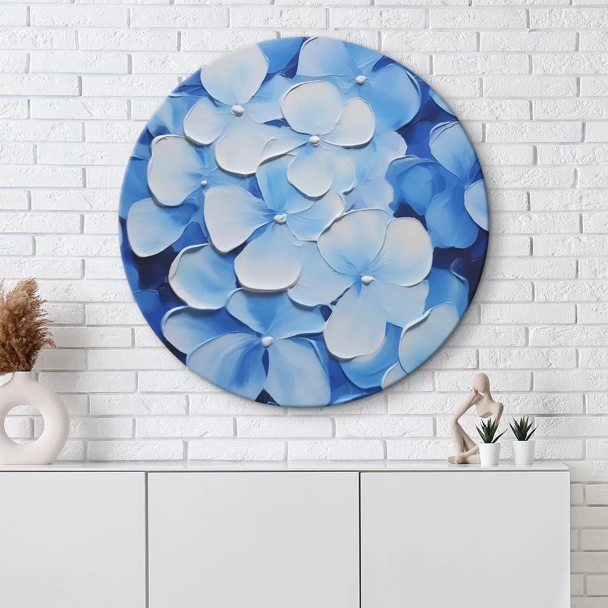 Ronde schilderijen Hortensia imitatieschilderij r45357