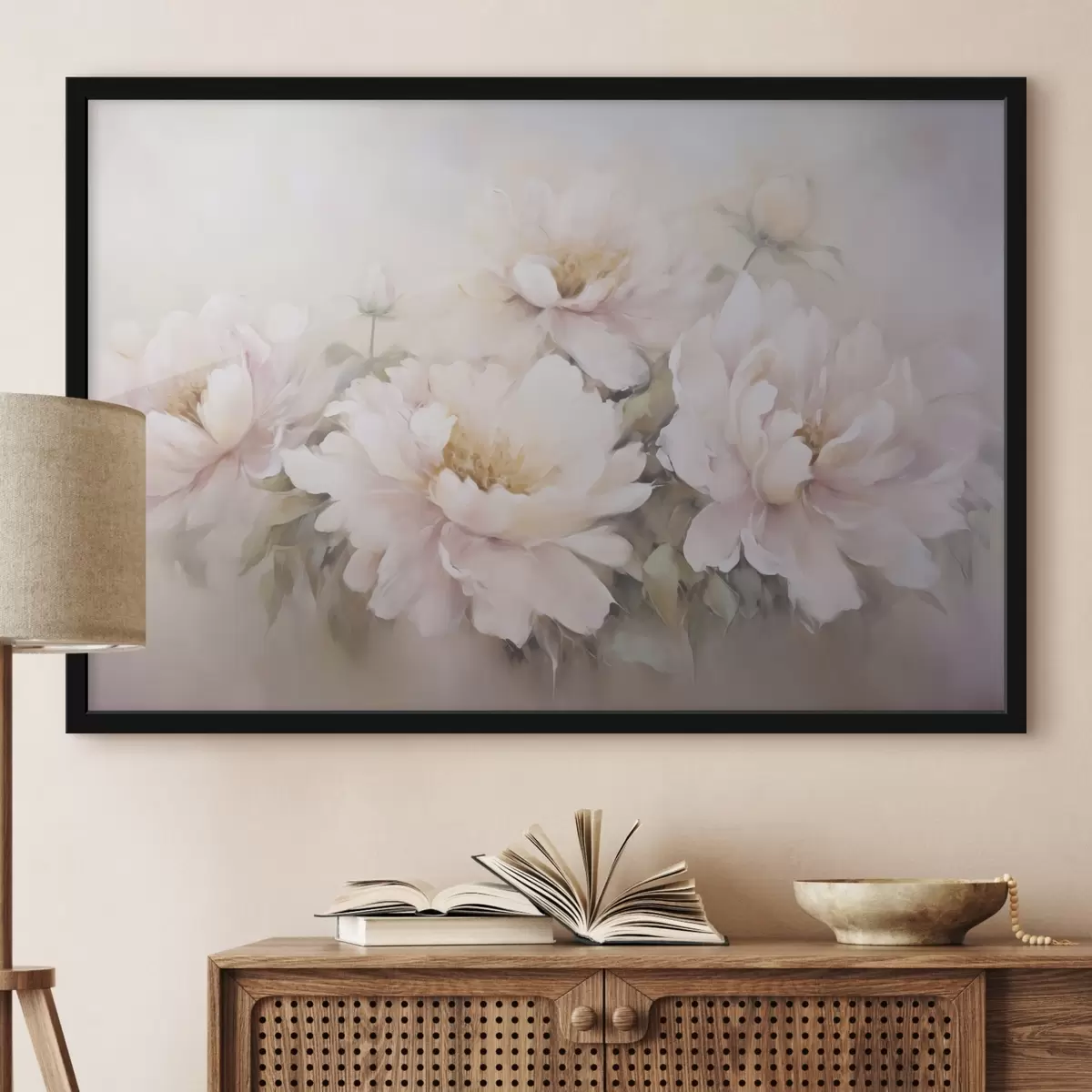Poster Pioenrozen imitatieschilderij f45345