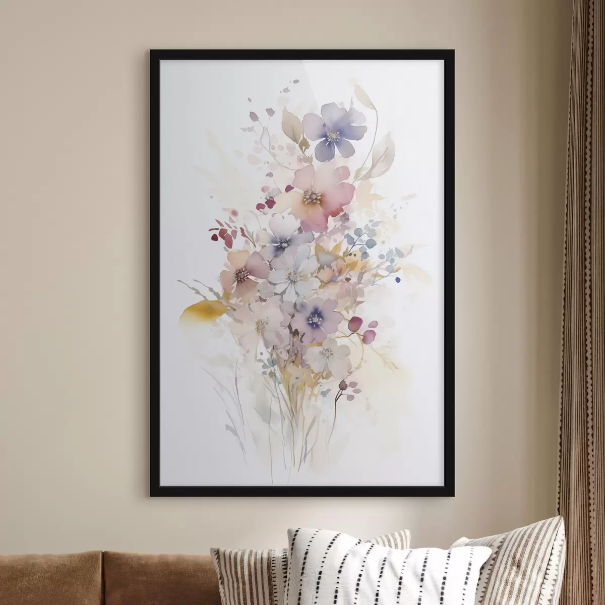 Poster Bloemen imitatie van aquarel f45353