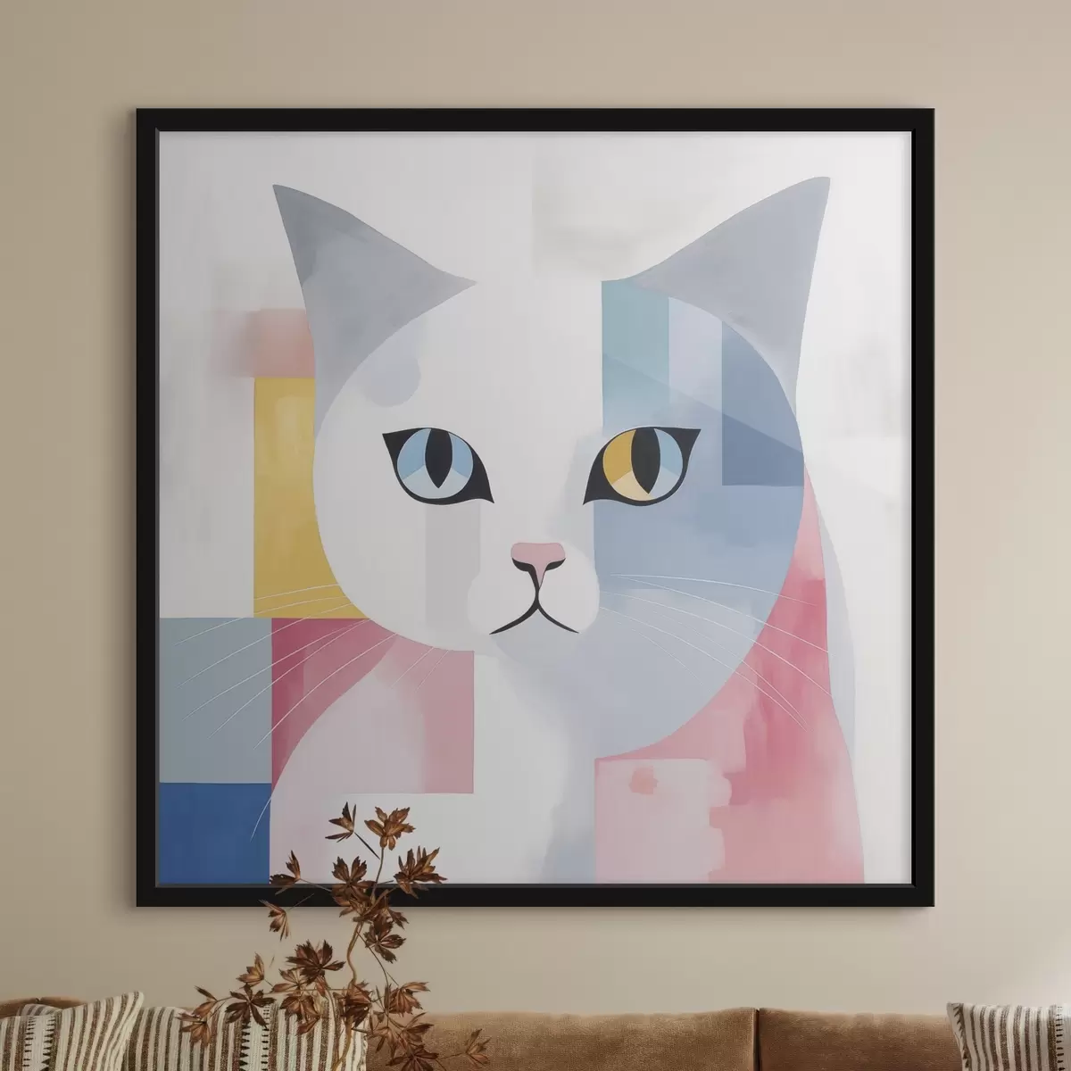 Poster Abstract portret van een kat f45358