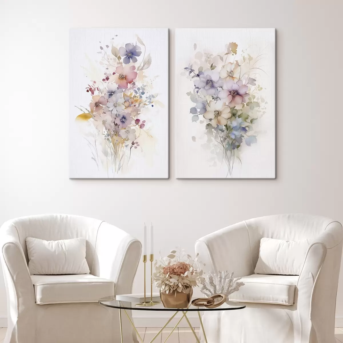  Schilderijen Bloemen imitatie van aquarel m00590