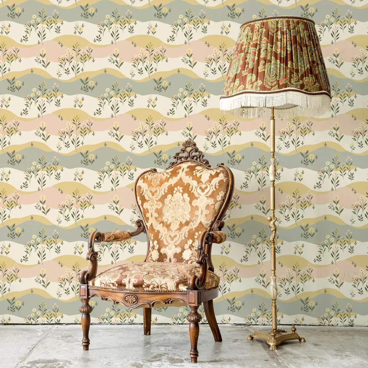 Behang Golvende weidebloemen in pastel minimalistische stijl a00396