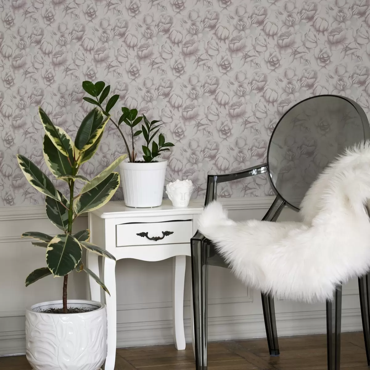 Behang Aquarelroze rozen in een delicate onscherpe stijl a00434