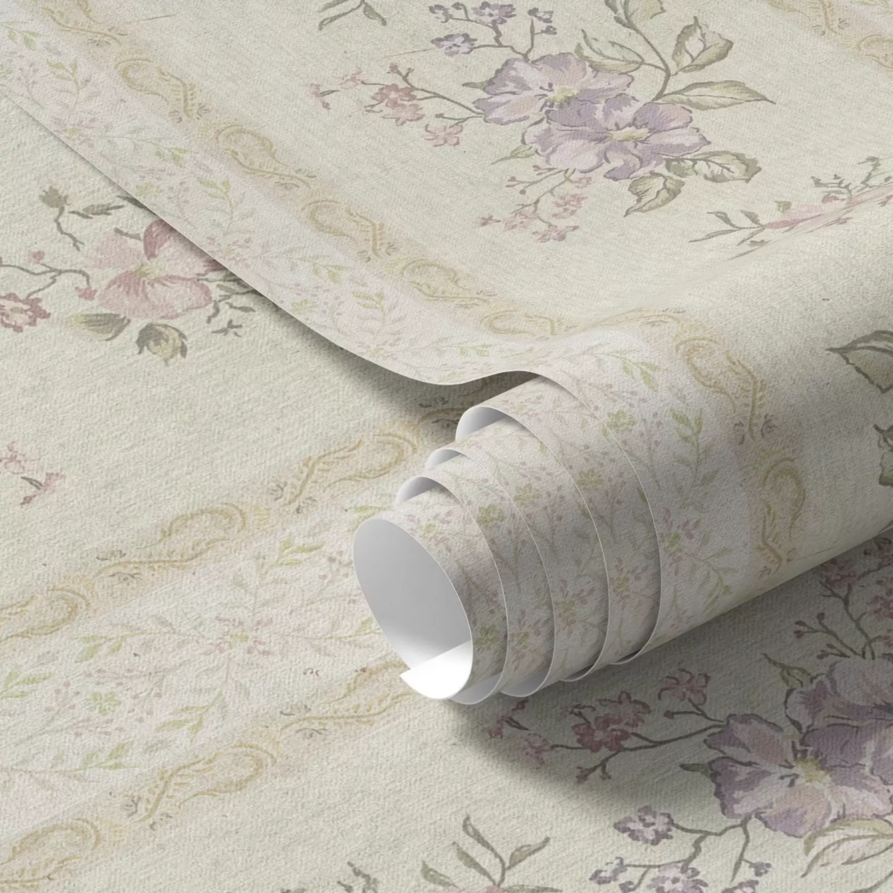 Fotobehang Vintage bloemen op een gestreepte achtergrond met ornament a00440