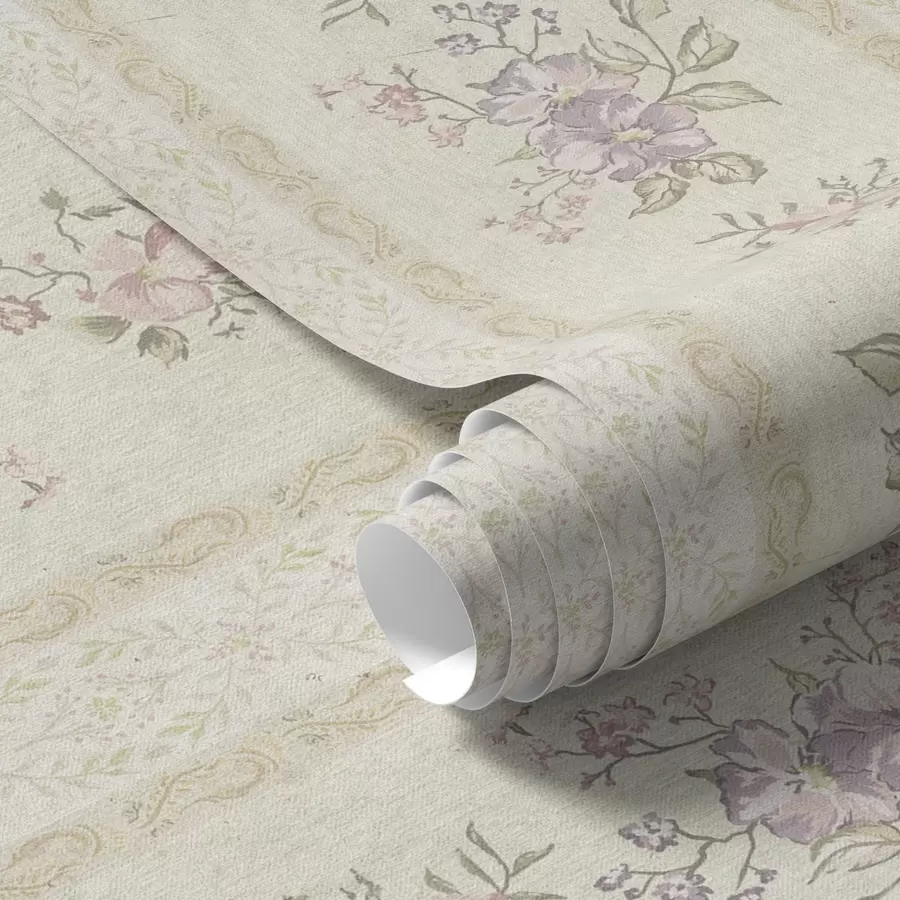 Fotobehang Vintage bloemen op een gestreepte achtergrond met ornament a00440