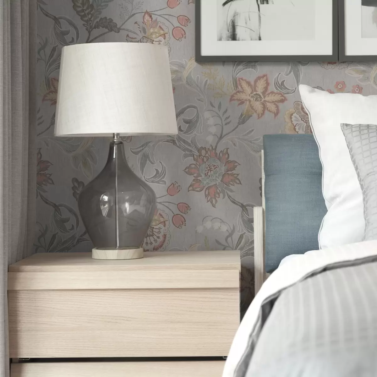 Behang Vintage pastel bloemen op een grijze achtergrond a00459