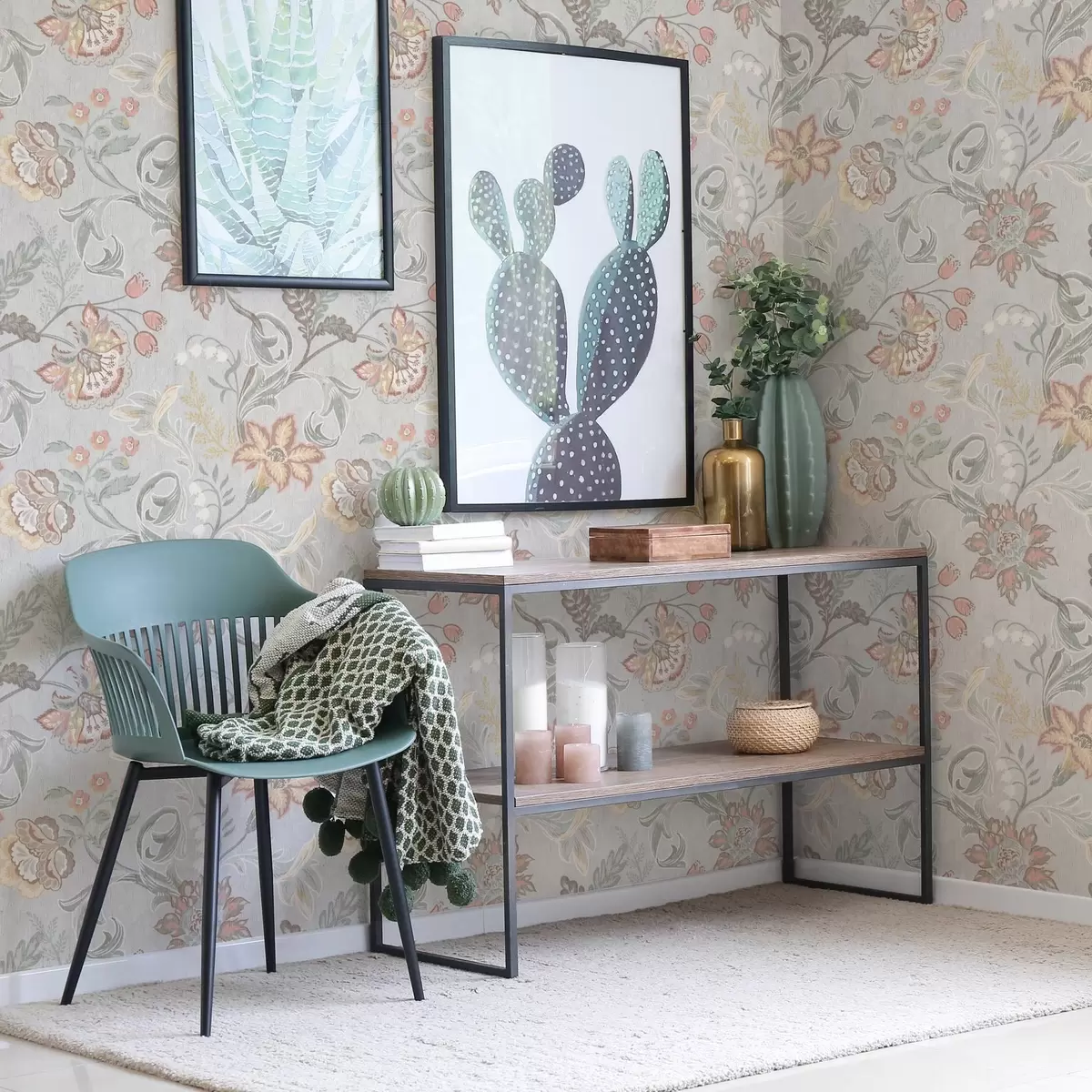 Behang Vintage pastel bloemen op een grijze achtergrond a00459