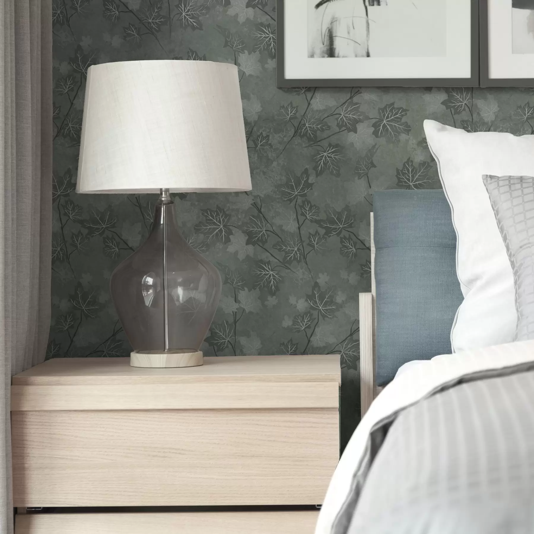 Fotobehang Matte esdoornbladeren in zachtgroene tinten a00464