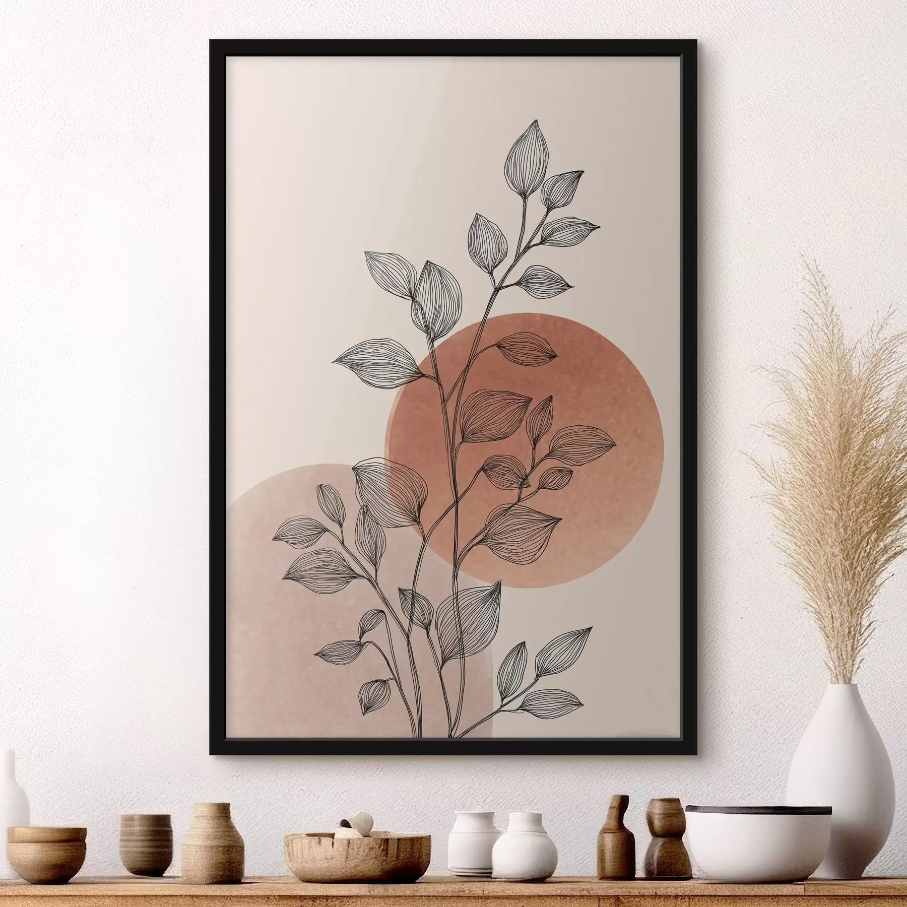 Fotobehang Zonsondergang en bladeren f45391