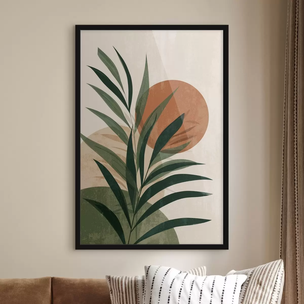 Poster Groene bladeren en zonsondergang f45394