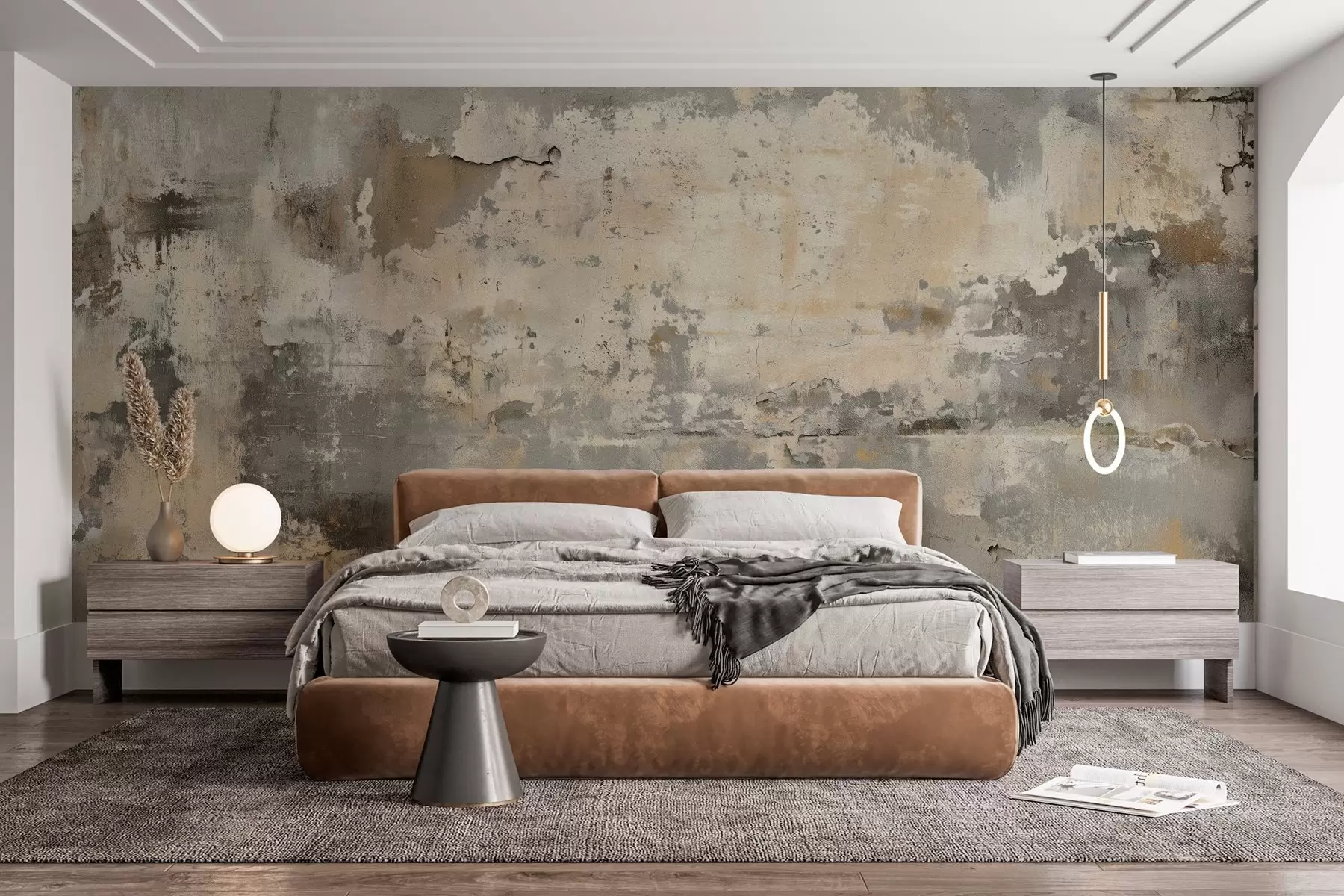 Fotobehang imitatie van een getextureerde oude muur w04311