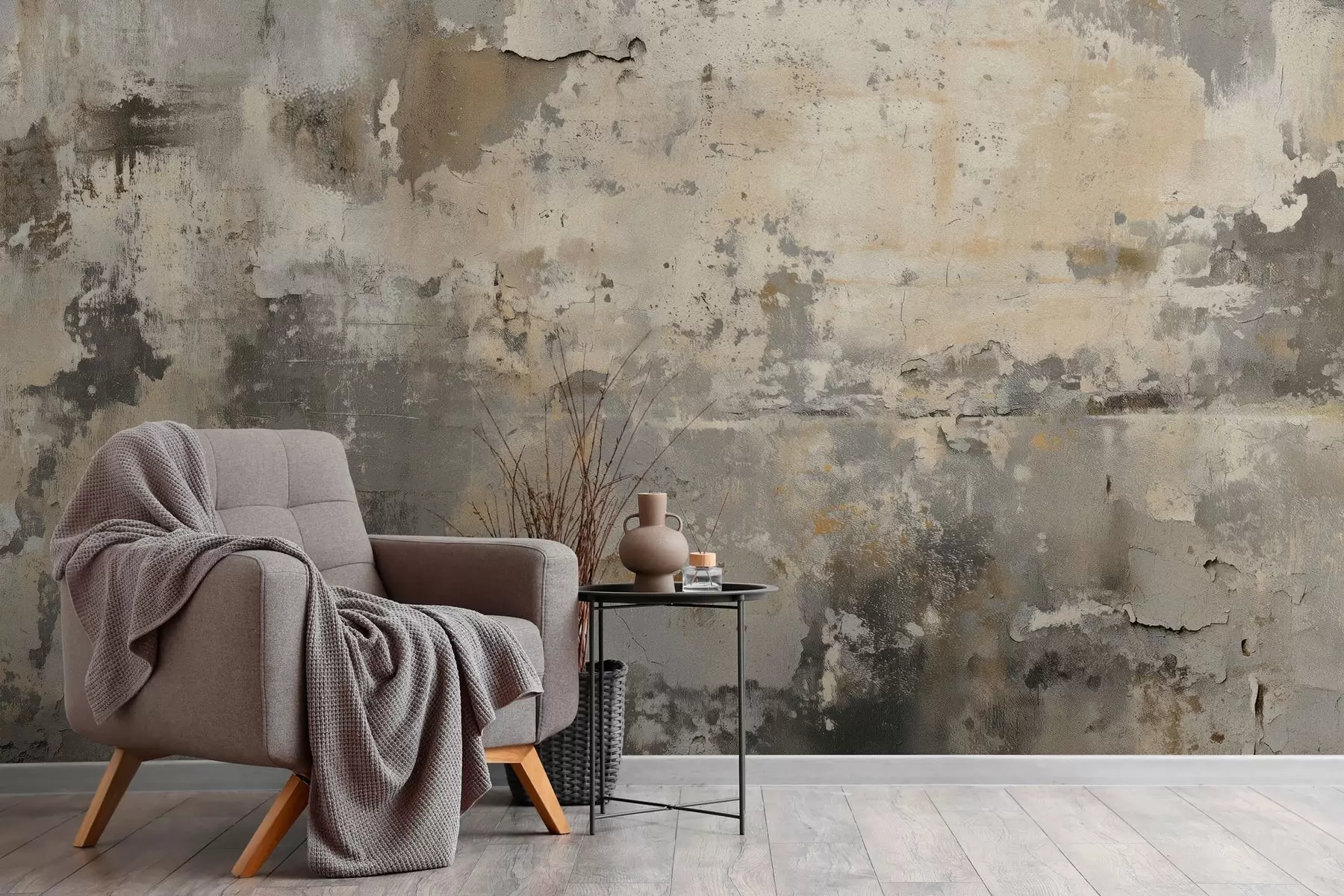 Fotobehang imitatie van een getextureerde oude muur w04311