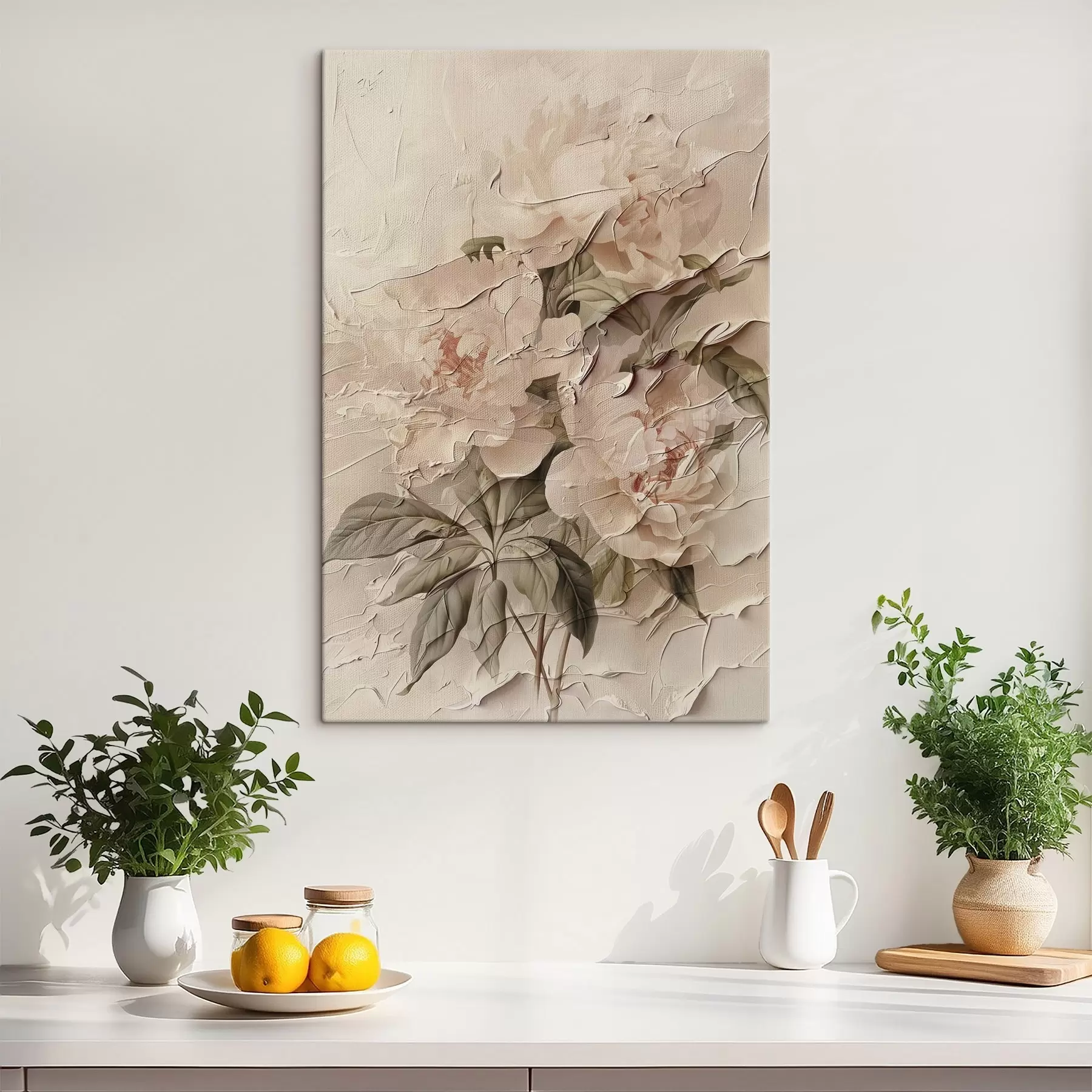  Schilderijen Weelderig boeket pioenrozen in aquarelstijl op een lichte achtergrond s45336