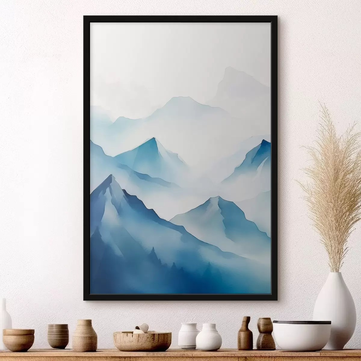 Poster Bergen in de mist f45424