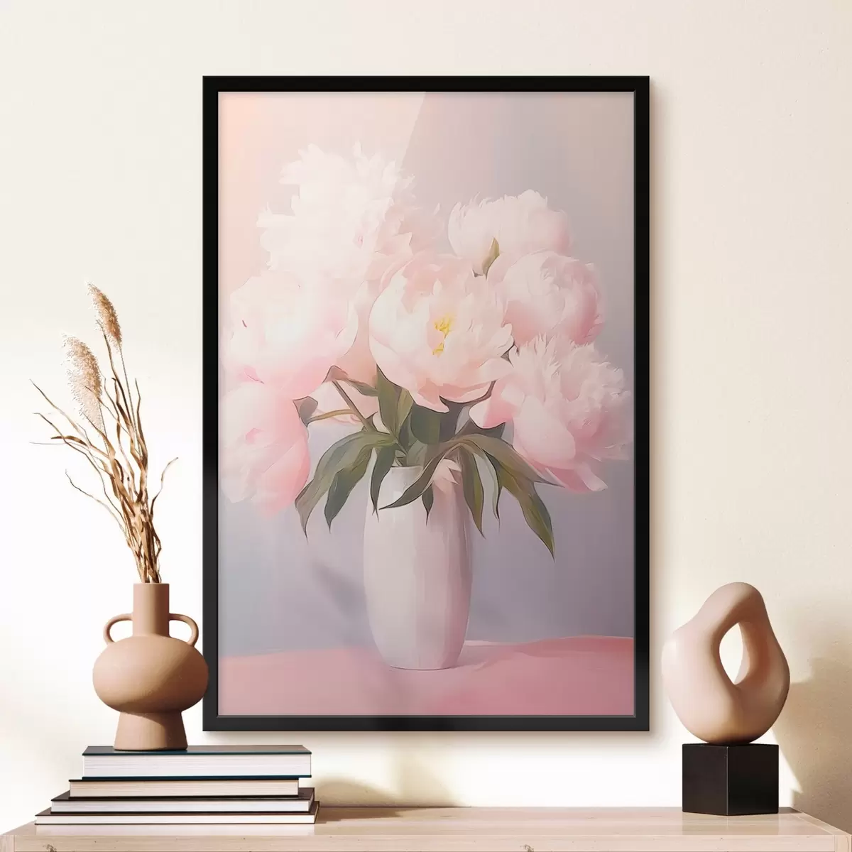 Poster Boeket pioenrozen in een vaas f45432