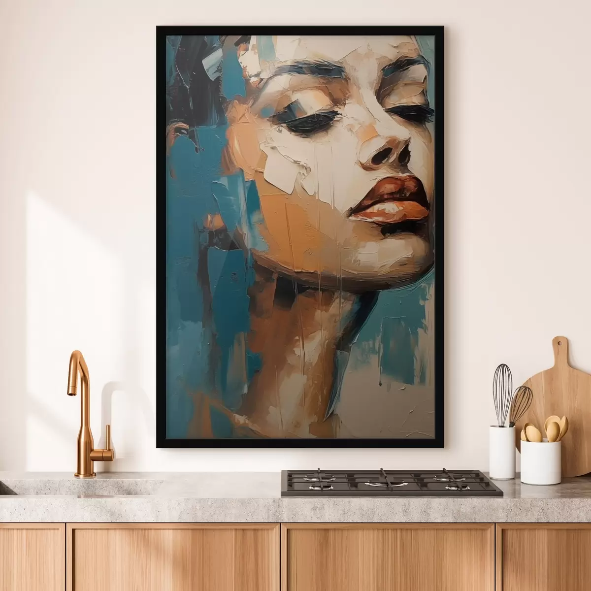 Poster Portret van een vrouw met gesloten ogen f45439