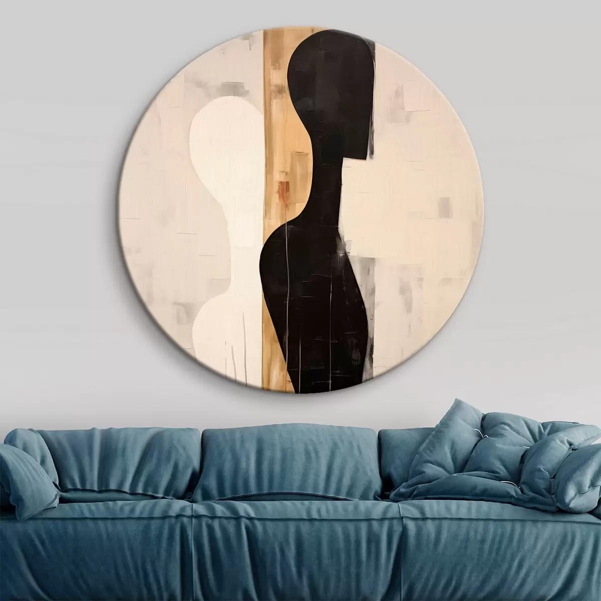 Ronde schilderijen Silhouet van twee figuren r45429