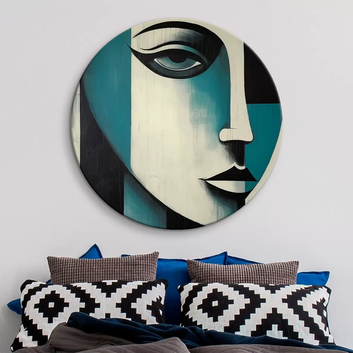 Ronde schilderijen Abstract vrouwenportret r45436